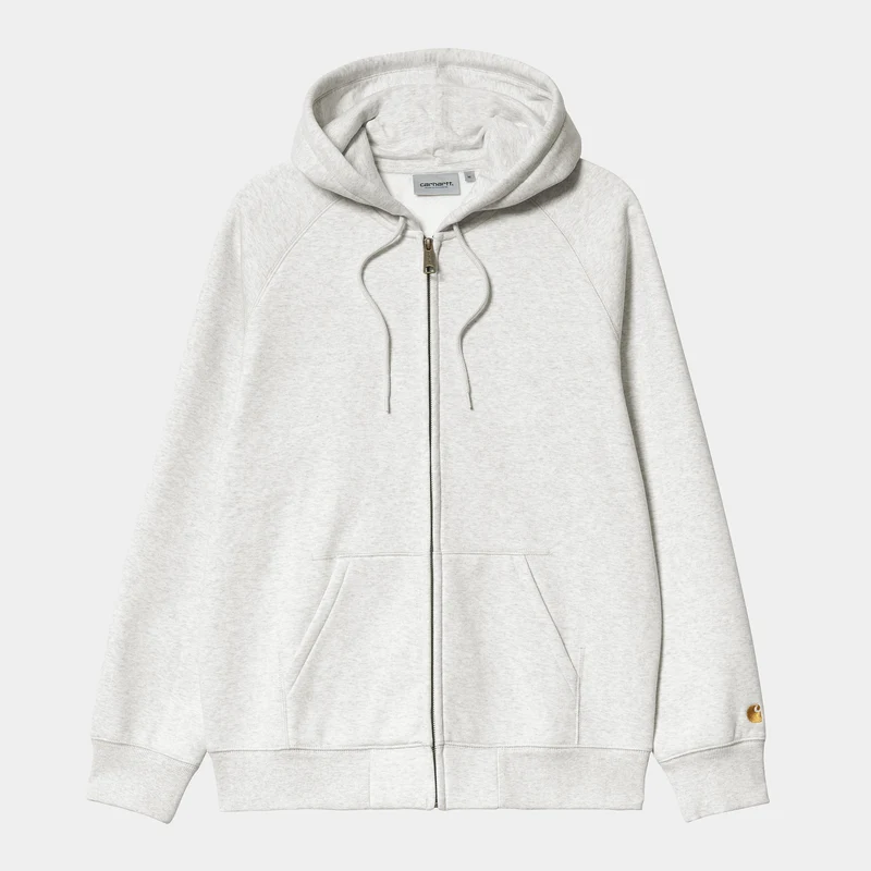 Carhartt WIP Heren Chase Zip Front Jacket Hoodie - Ash Heather
