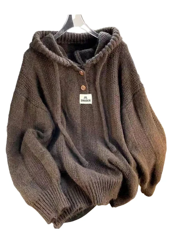 Dames Katoenen Gebreide Hoodie met Vetersluiting