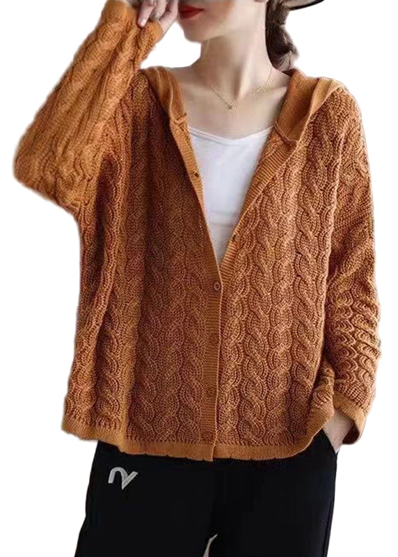 Dames Gebreide Trui met Capuchon en Knopen Casual Comfort