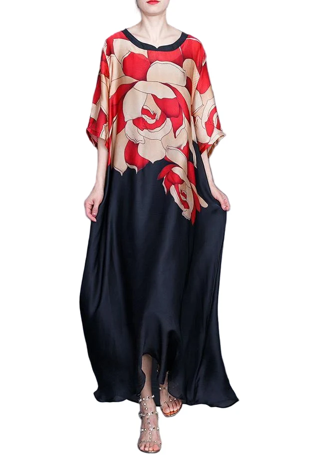Dames Zomerjurk Plus Size met O-Hals en Print in Chiffon