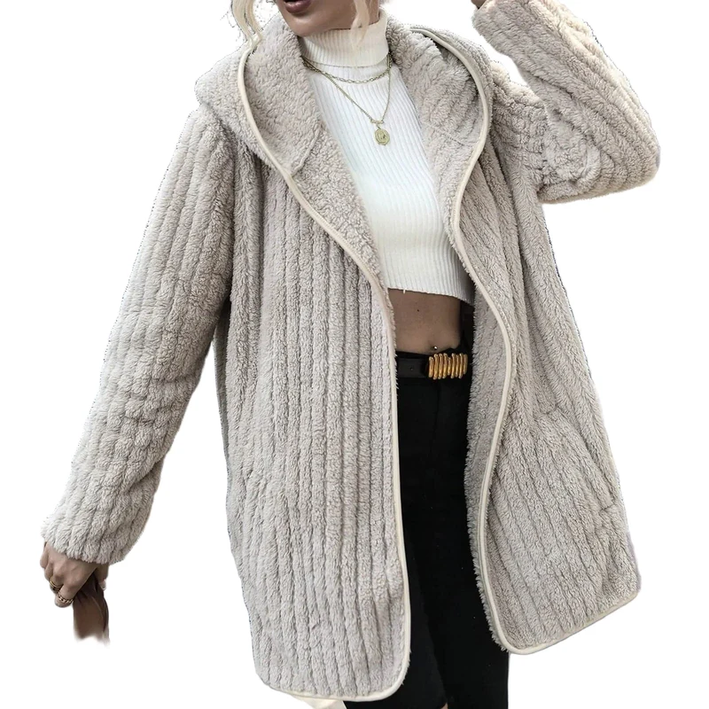 Dames Oversized Cardigan Fluffy Fleece voor Casual Loungewear