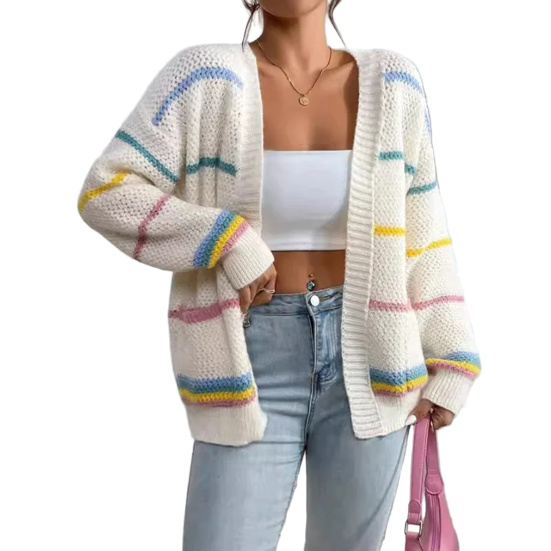 Dames Oversized Cardigan Met Gestreept Ontwerp