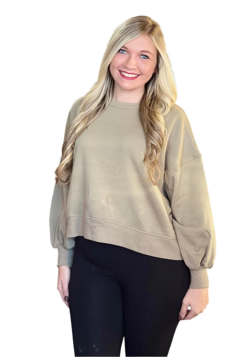 Dames Sweatshirt Met Ballonmouwen en Drop Shoulder