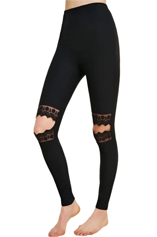 Dames Leggings Met Kantuitsnijding