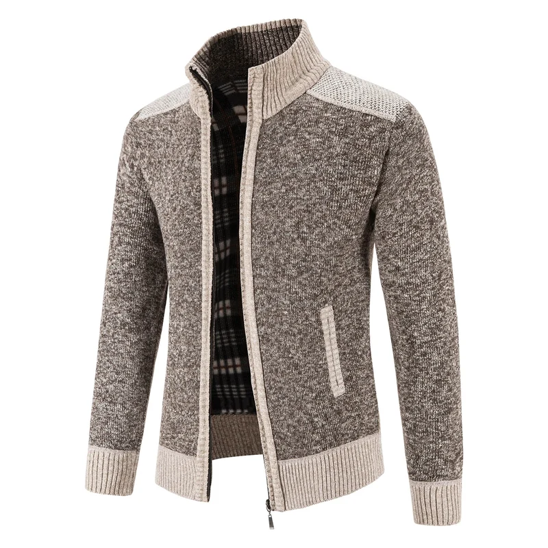 Heren Gebreide Cardigan met Patchwork Ontwerp