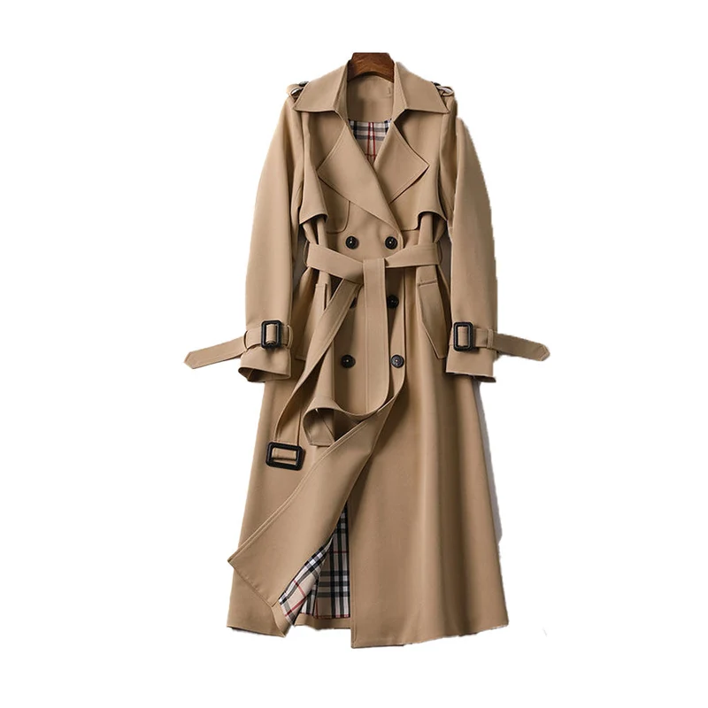 Dames Trenchcoat met Dubbele Knopen