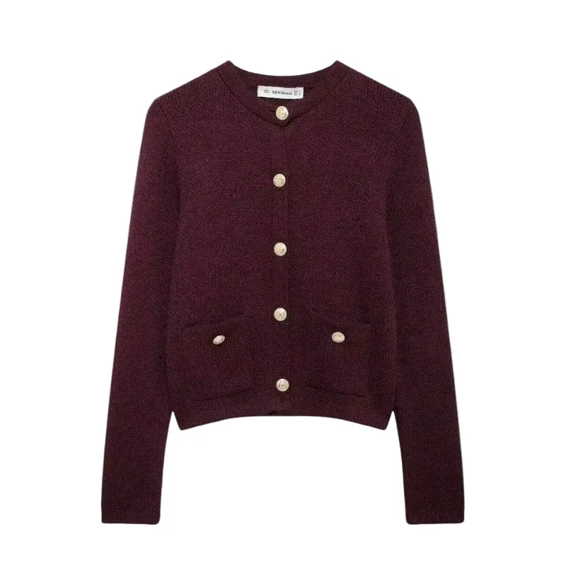 Dames Vest Gebreid met Gouden Knopen