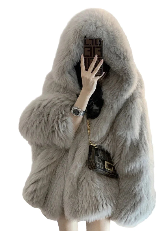 Dames Fuzzy Fur Fluffy Jacket met Capuchon