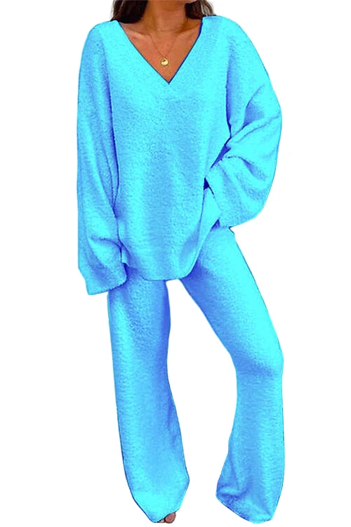 Dames Loungewear Set met V-hals en Vleermuismouwen