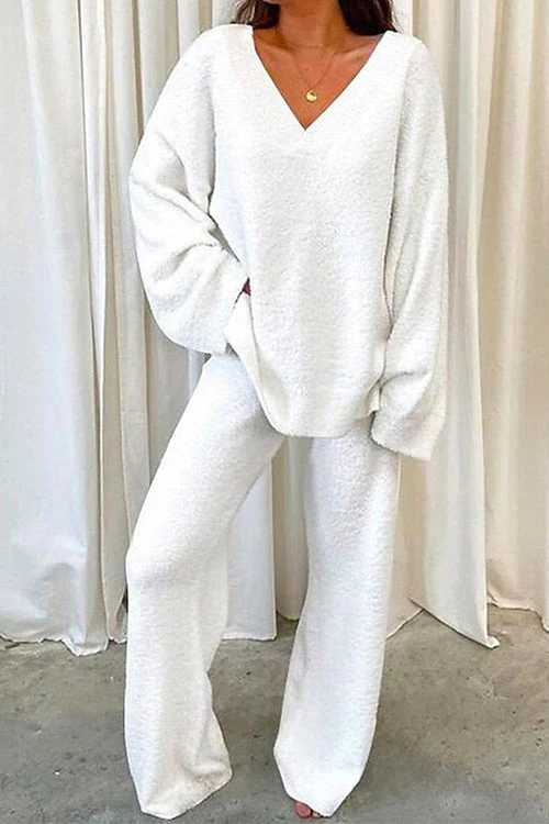 Dames Loungewear Set met V-hals en Vleermuismouwen