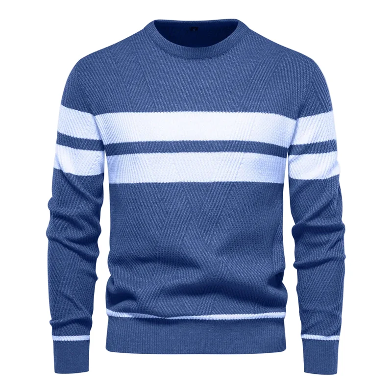Mannen Gebreide Trui met Modern Gestreept Detail