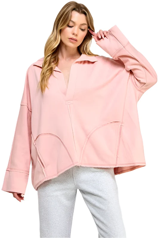 Dames V-hals Pullover met Dolman Mouwen van Zacht Ademend Materiaal