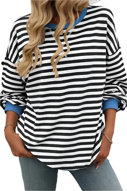 Dames Sweatshirt Ronde Hals Gestreept