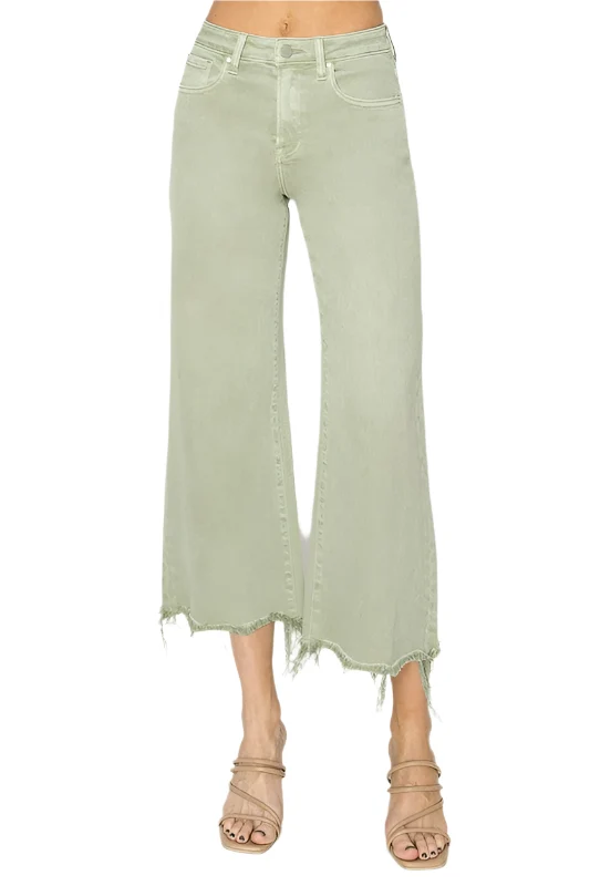 Dames Hoge Taille Wijde Cropped Broek