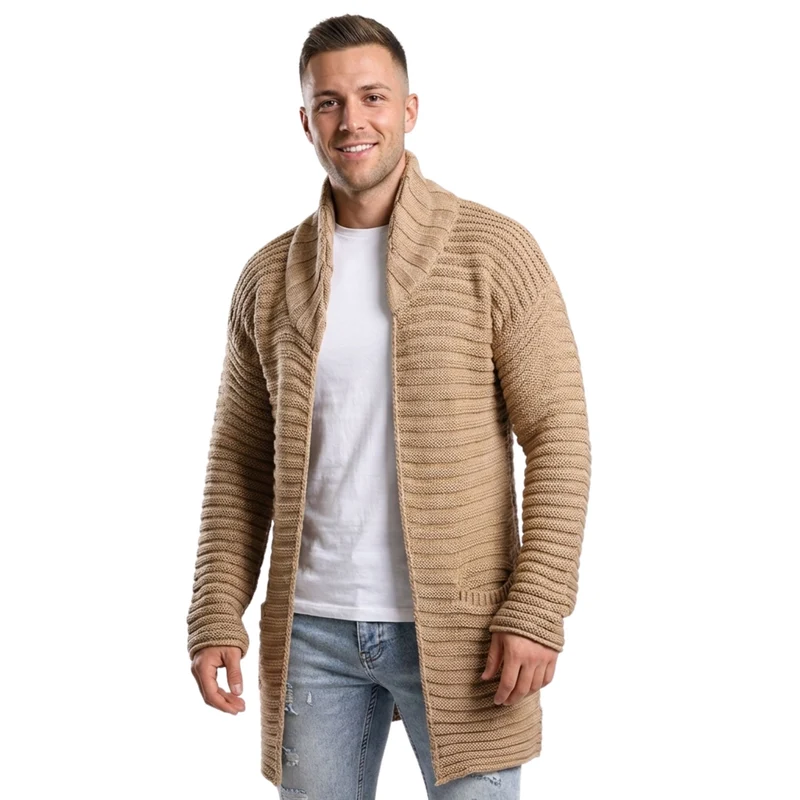 Heren Gebreide Cardigan Turtleneck Oversized