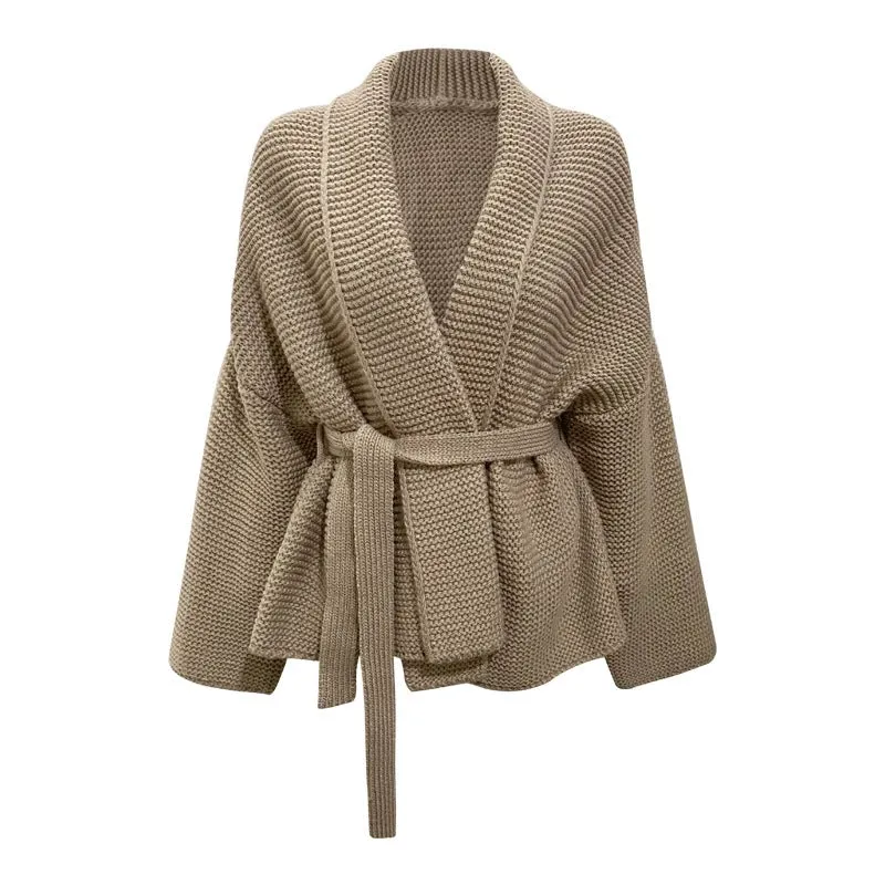 Dames Cardigan Chunky Knit Met Tailleband