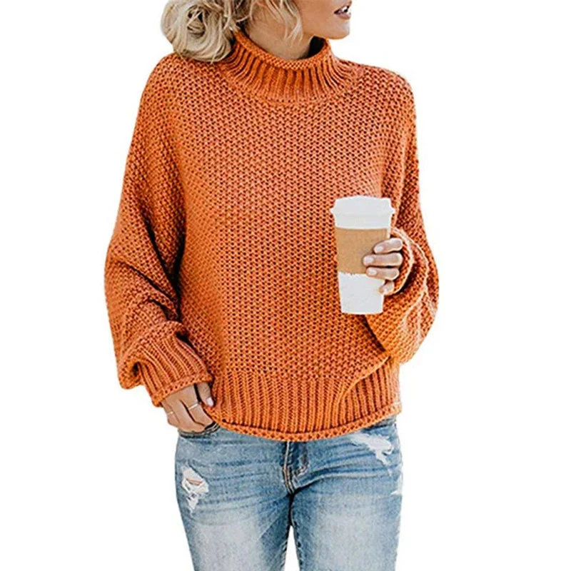 Dames Trui Gebreid - Oversized Pasvorm - Chunky Wol - Hoge Hals