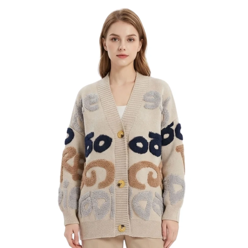 Dames Oversized Gebreide Cardigan met Knopen
