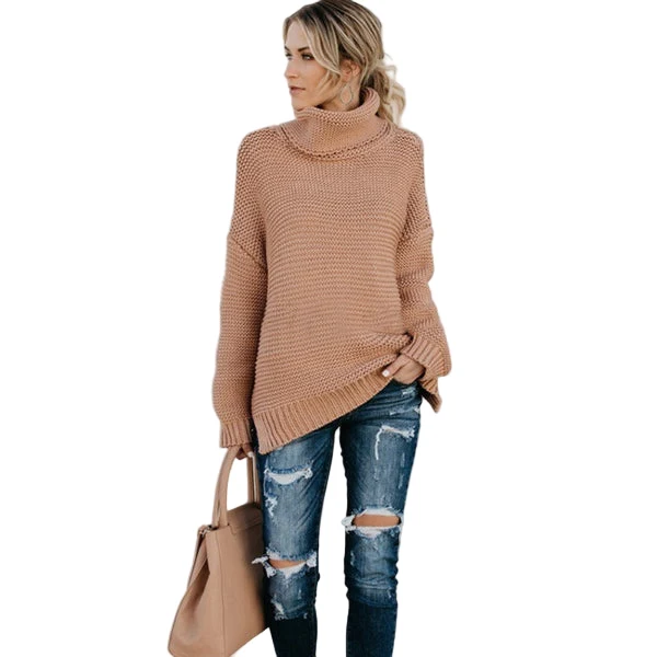 Dames Gebreide Trui Met Turtleneck en Ribbelafwerking