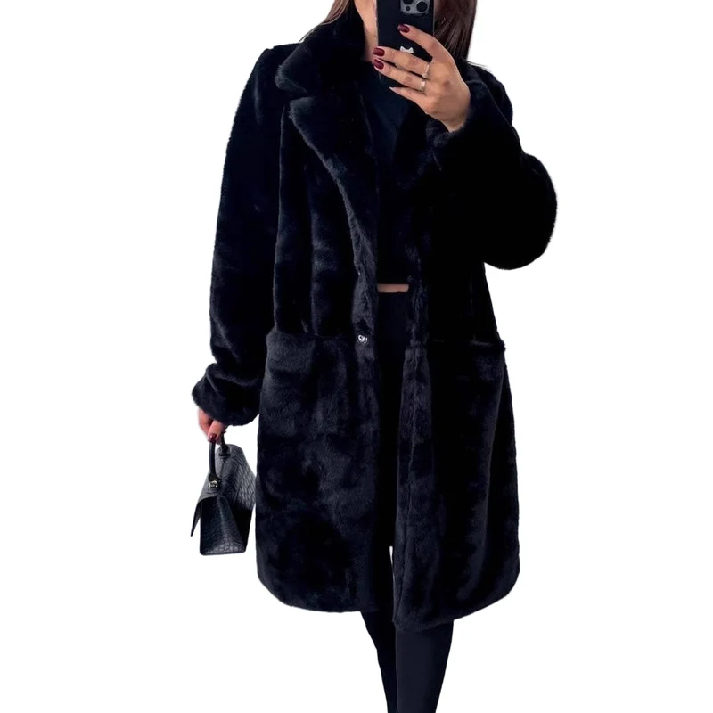 Dames Lange Jas Oversized Met Brede Revers