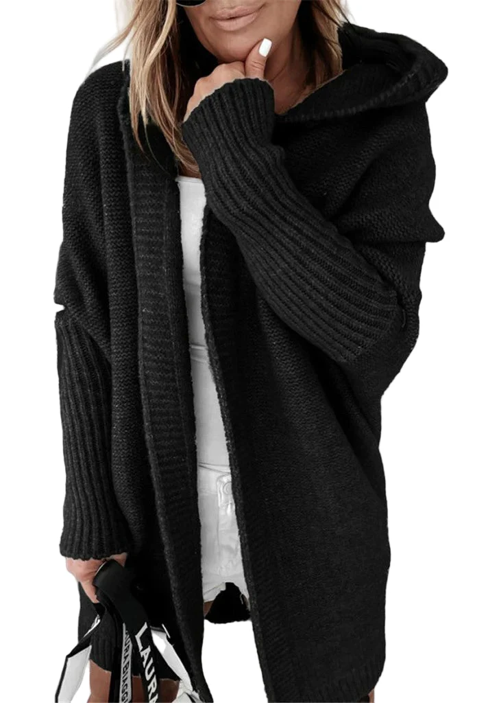 Dames Oversized Cardigan Gebreid met Kap voor Herfst en Winter