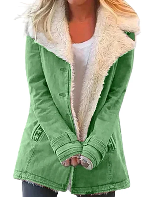 Dames Mid-Length Coat Met Faux Shearling Voering