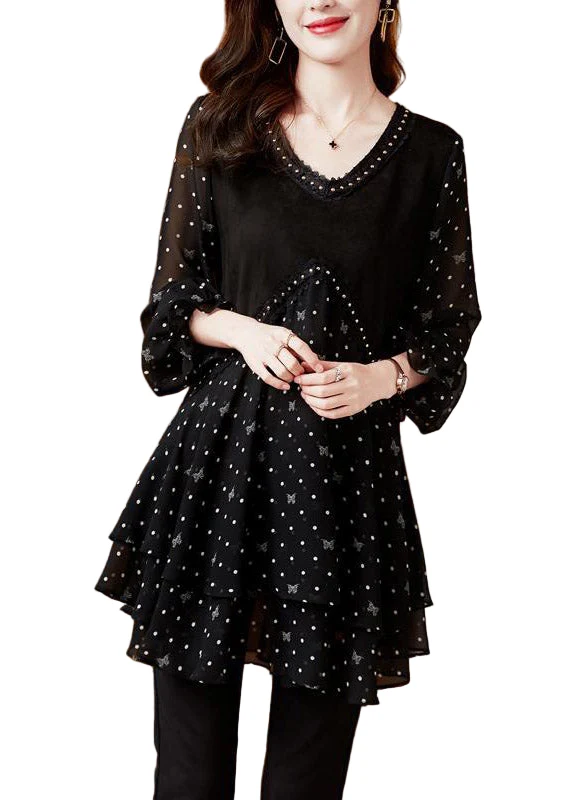 Dames Chiffon Top met V-hals en Gelaagd Ontwerp