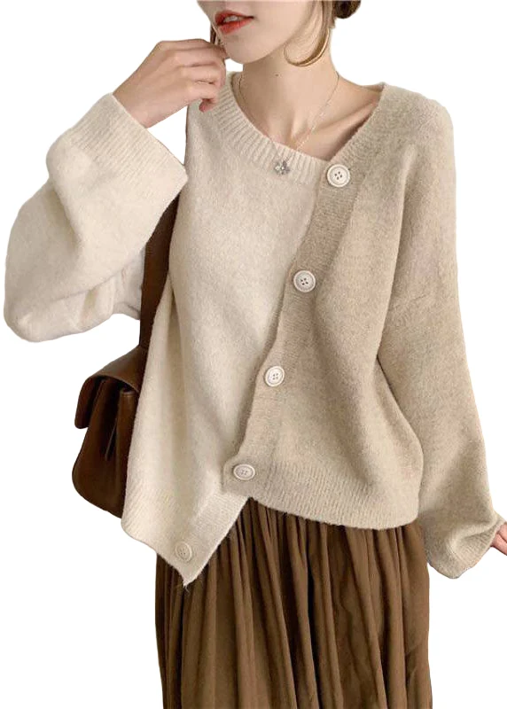 Dames Asymmetrische Wintertrui met Knoopdetails