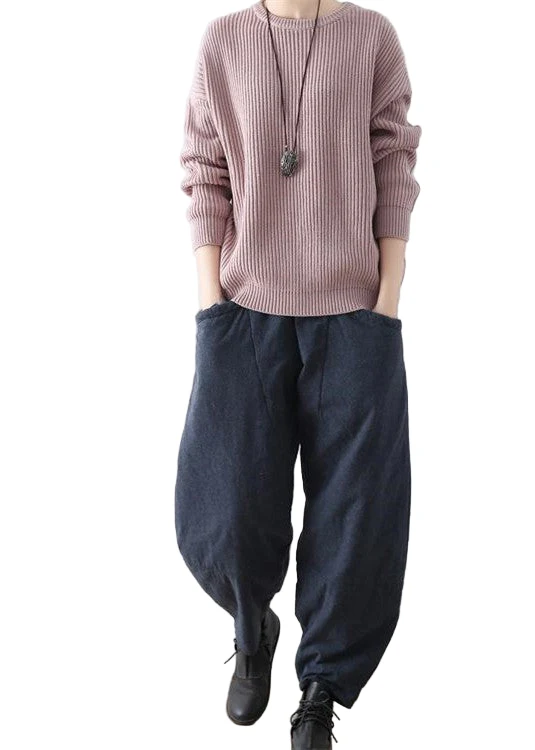 Dames Casual Oversized Broek Donkerblauw