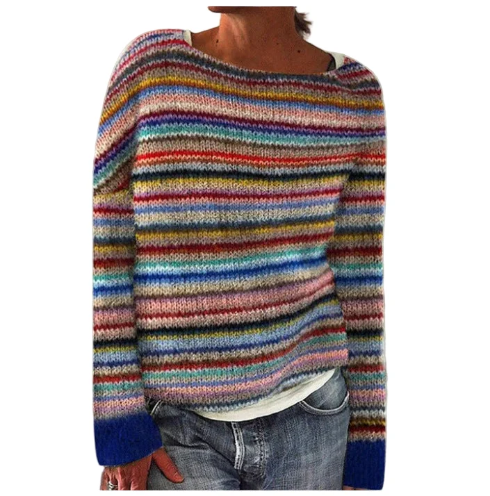 Dames Trui Gestreept Met Rondhals Casual Stijl