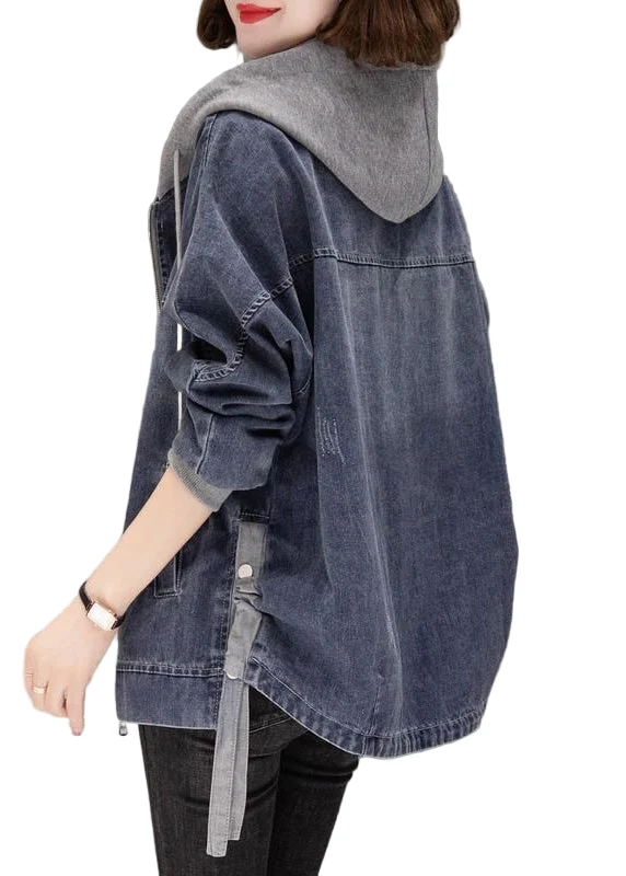 Dames Denim Jas met Capuchon en Trekkoord