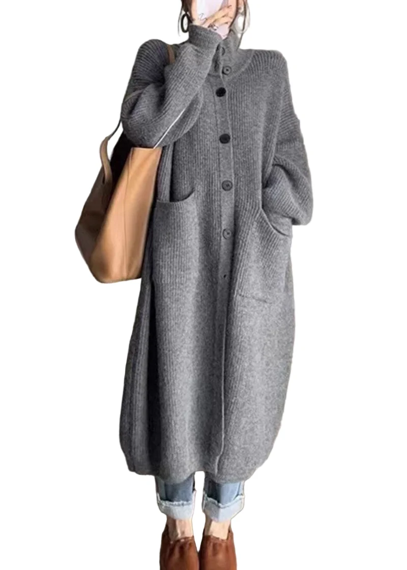 Dames Coltrui Met Knopen Lange Pasvorm Trendy Stijl