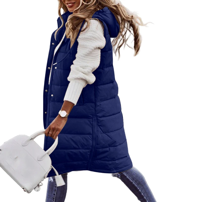 Dames Lange Hoodie Vest Casual Trendy