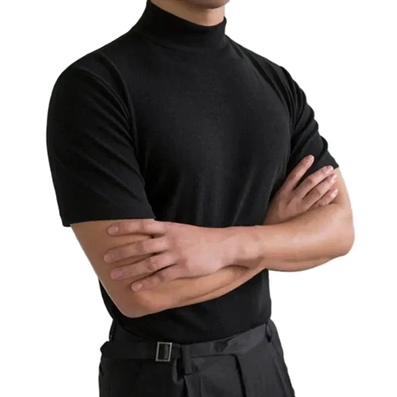 Heren T-shirt met Hoge Kraag Casual