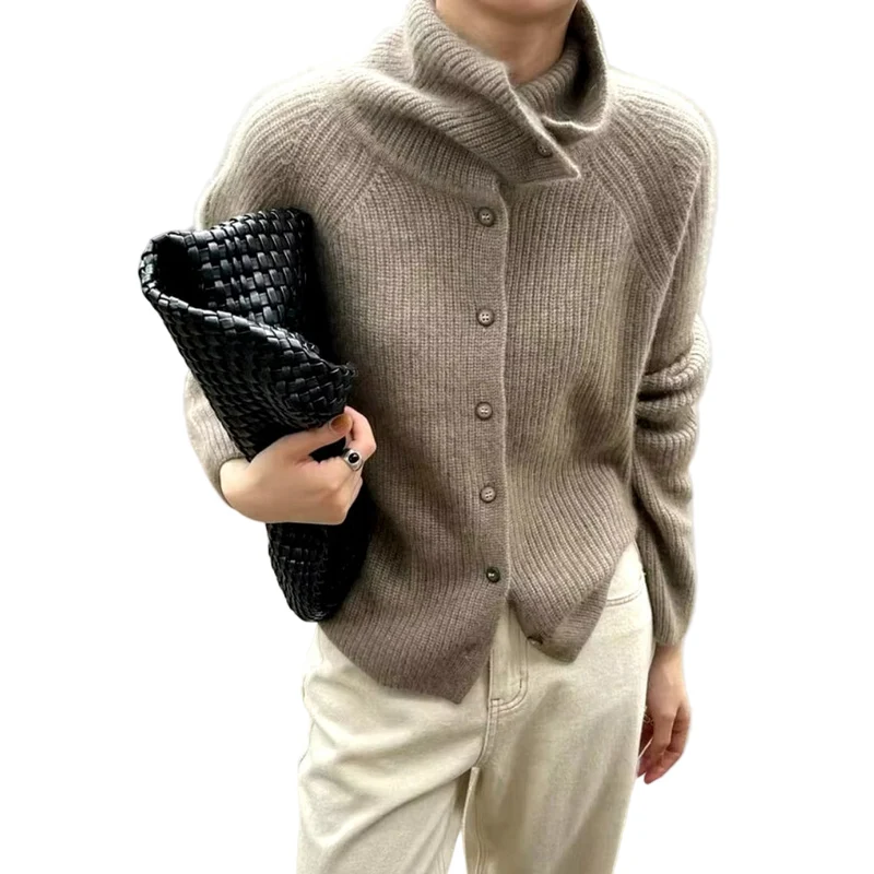 Dames Vest Chunky Gebreid Met Hoge Kraag