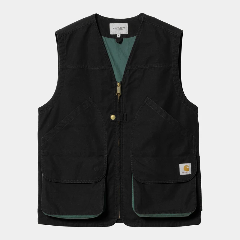 Carhartt WIP Heren Heston Heavy Stone Wash Vest - Zwart / Discovery Groen