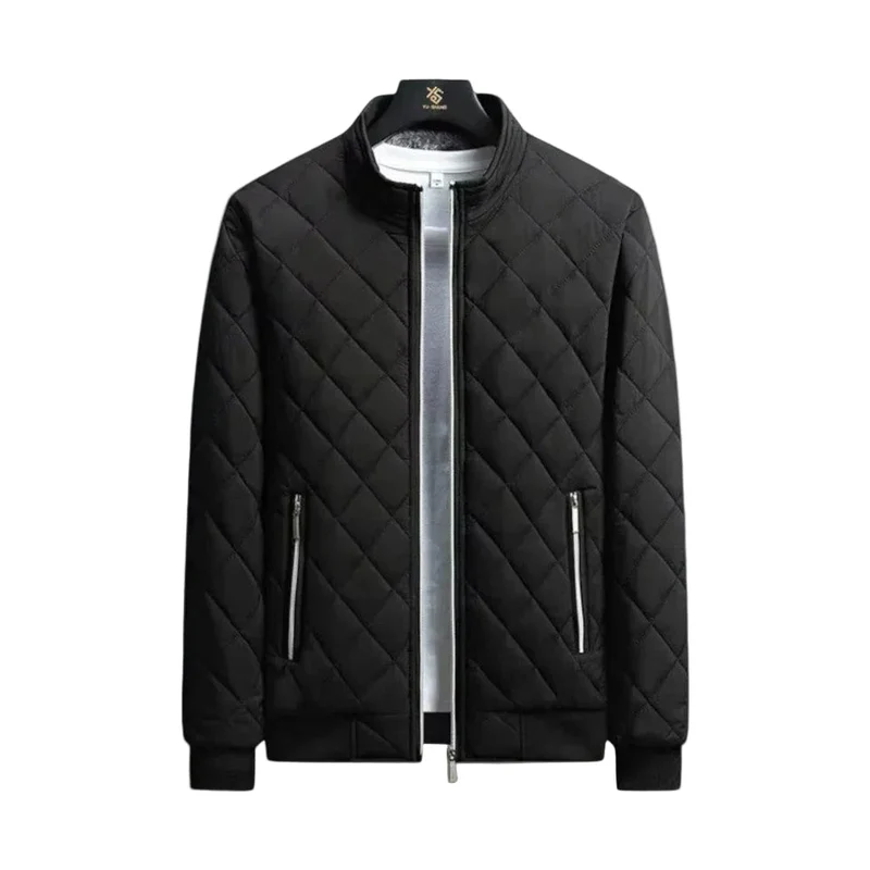 Heren Bomberjack Met Diamanttextuur En Fleecevoering