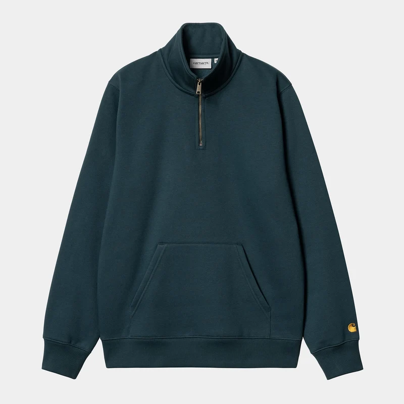 Carhartt WIP Heren Chase Neck Zip Sweat Top - Duck Blue