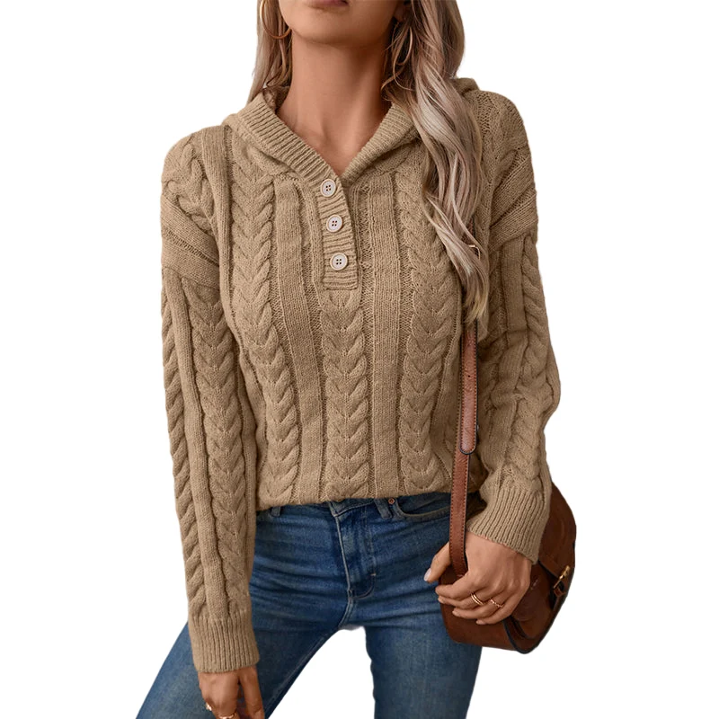 Dames Gebreide Hoodie met Elegante Details