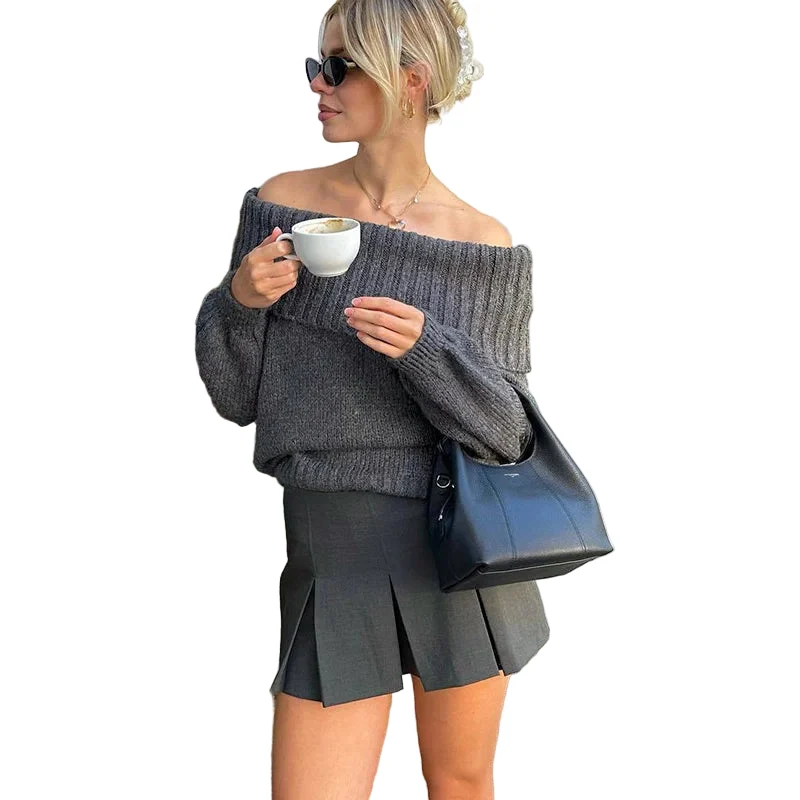 Dames Off-Shoulder Trui Trendy Gebreid