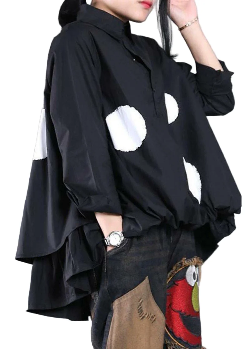 Dames Blouse Asymmetrisch Gestippeld Trendy