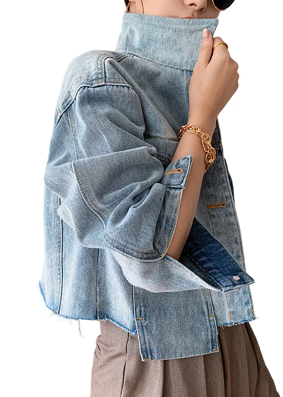 Dames Patchwork Denim Jas met Knoopzakken