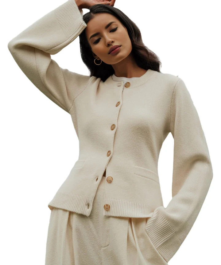 Dames Kashmir Cardigan met Knopen