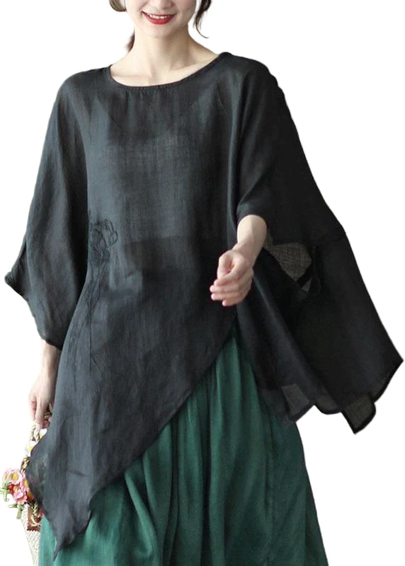 Dames Asymmetrisch Geborduurd Blouse