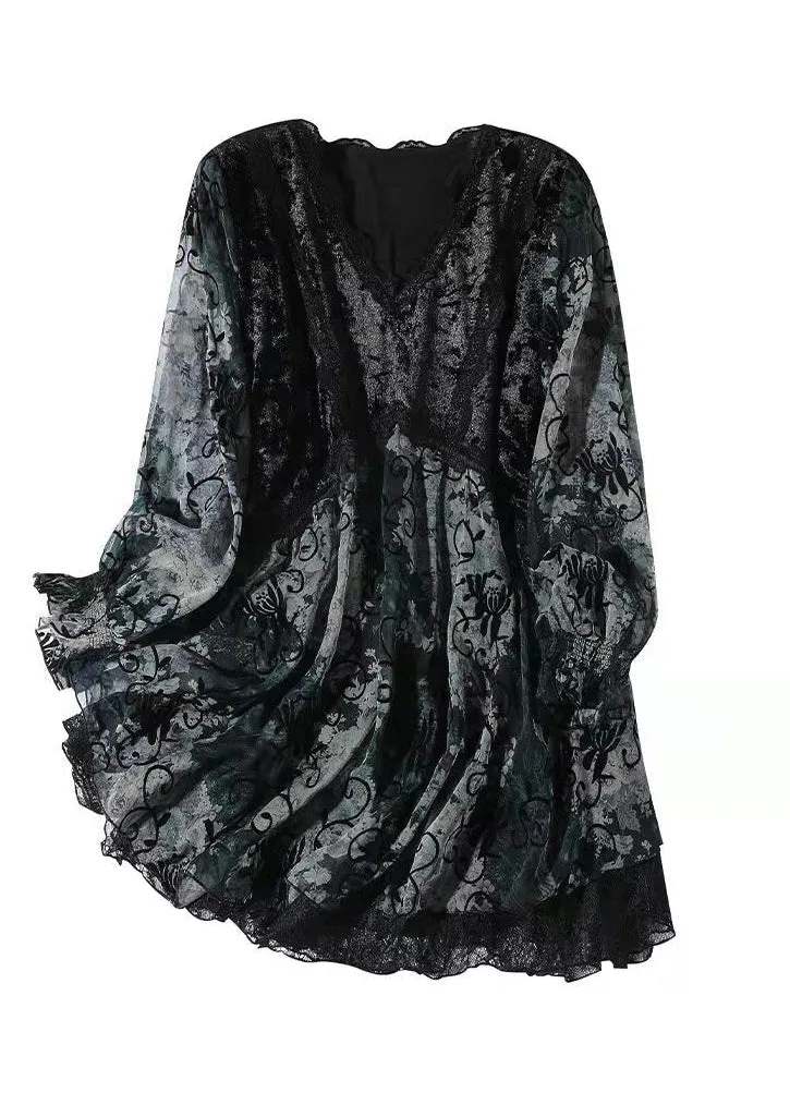 Dames Chiffon Top met V-hals en Lange Mouwen