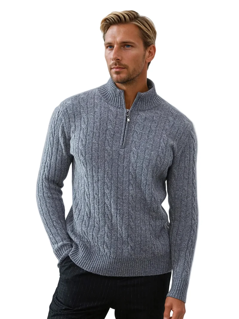 Heren Sweatshirt met Rits en Kabelbrei Design