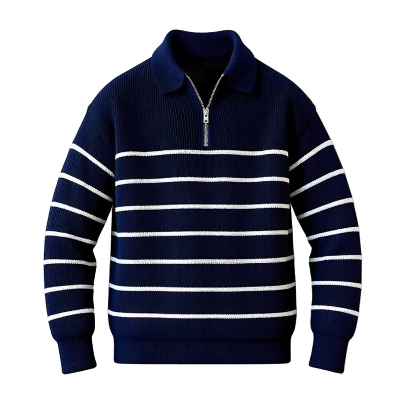 Heren Jumper Halfzip Nautische Stijl