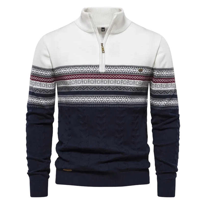 Heren Gebreide Trui met Retro Patroon