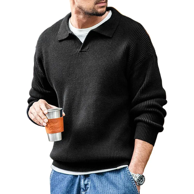 Heren Gebreide Polo Kraag Trui Casual