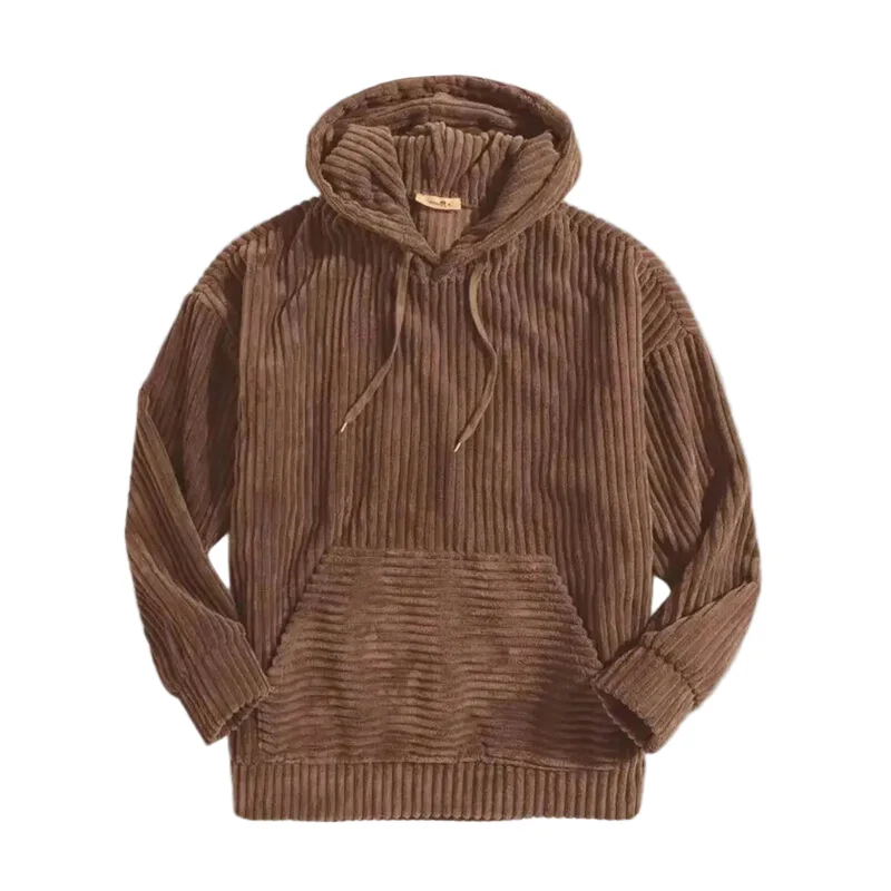 Heren Hoodie Geribbeld Casual Stijl met Verstelbare Kap
